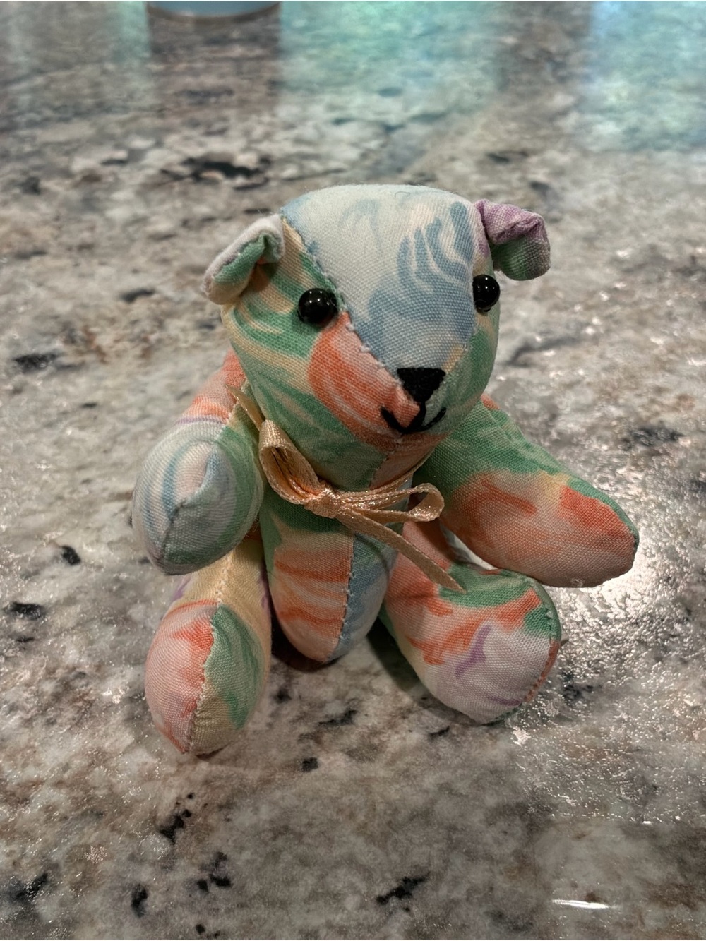 Vintage Applause Mini Fabric Jointed Teddy Bear Floral collectible